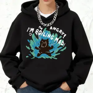 Boiling Mad Angry Cat Baskılı Pamuklu Kapüşonlu Üstler Kadınlar İçin Kışlık Polar Sıcak Sweat