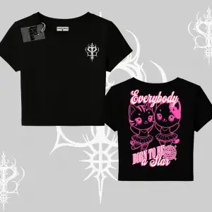 Born to Be a Star Yazılı Sevimli Kedi Arka Baskılı Babby Tee Tshirt