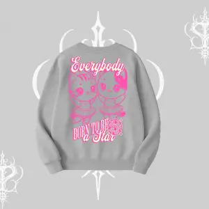 Born to Be a Star Yazılı Sevimli Kedi Arka Baskılı Biskilet Sweatshirt