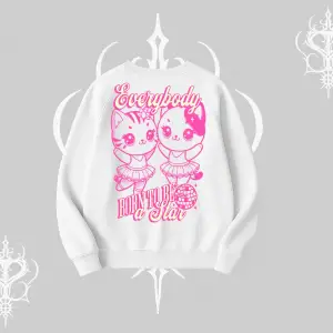 Born to Be a Star Yazılı Sevimli Kedi Arka Baskılı Biskilet Sweatshirt