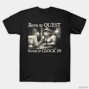 Born to Quest Komik Kurbağa Şövalye Meme T-shirt Erkekler Kadınlar Için % 100% Pamuk T Shirt