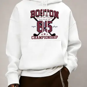 Boston 85 Oyuncular Şampiyonası Desen Erkekler Kapüşonlular Polar Gevşek Kazak Tüm Maç Trendy