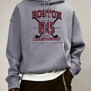 Boston 85 Oyuncular Şampiyonası Desen Erkekler Kapüşonlular Polar Gevşek Kazak Tüm Maç Trendy