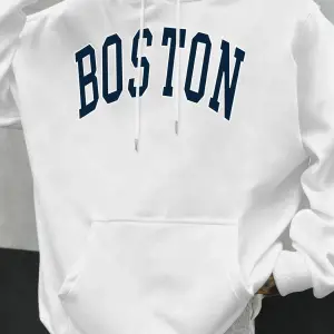 Boston Mektup Logo Tasarımı Erkekler Hoody Sonbahar Polar Kapüşonlular Hip Hop Büyük Boy Soka