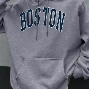 Boston Mektup Logo Tasarımı Erkekler Hoody Sonbahar Polar Kapüşonlular Hip Hop Büyük Boy Soka