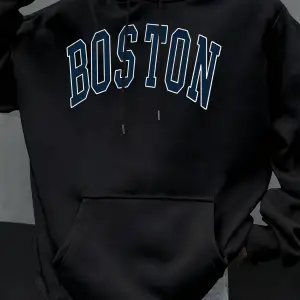 Boston Mektup Logo Tasarımı Erkekler Hoody Sonbahar Polar Kapüşonlular Hip Hop Büyük Boy Soka
