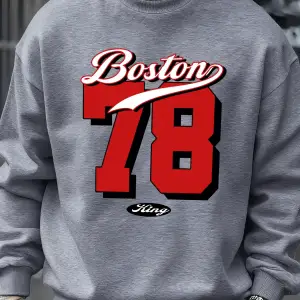 Boston Numarası 78 Baskılı Erkek Kazak Rahat Hip Hop Kazaklar Vintage Büyük Boy Bisiklet Yaka