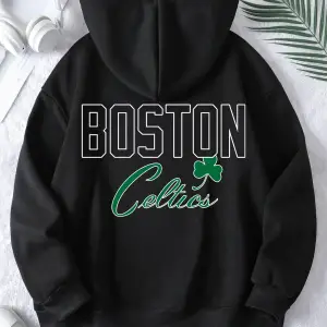 Boston Renkli Baskılı Oversize Kapüşonlu Sweatshirt Beyaz