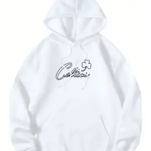 Boston Renkli Baskılı Oversize Kapüşonlu Sweatshirt Beyaz