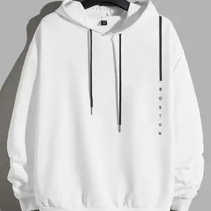 BOSTON Renkli Oversize Kapüşonlu Sweatshirt Beyaz