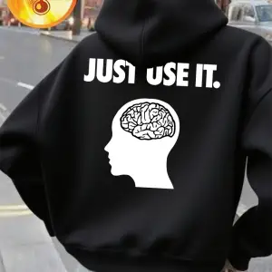Brain Just Use It Baskılı Kapüşonlu Üstler Kadınlar İçin Rahat Bol Kazaklar Temel Cepli Sweat