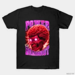 Brainrot Gücü T-shirt Erkekler Kadınlar Için % 100% Pamuklu T Shirt Kısa Kollu Üstler 1208-3