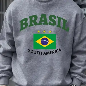 Brezilya Güney Amerika Baskılar Erkek Kazak Trendy Polar Kazak Sonbahar O-Yaka Giysiler Sıcak