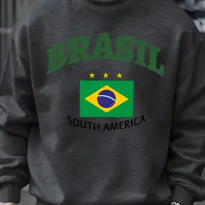 Brezilya Güney Amerika Baskılar Erkek Kazak Trendy Polar Kazak Sonbahar O-Yaka Giysiler Sıcak