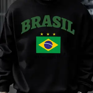 Brezilya Güney Amerika Baskılar Erkek Kazak Trendy Polar Kazak Sonbahar O-Yaka Giysiler Sıcak