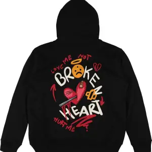 Broken Heart Siyah Oversize Unisex Kapüşonlu Sweatshirt Hoodie