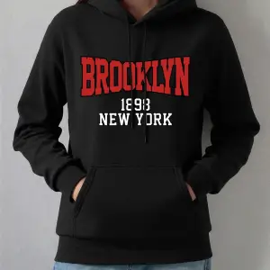 Brooklyn 1898 New York City Baskılar Hoodie Kadın Kış Polar Sıcak Tişörtü Temelleri Cep Kazak