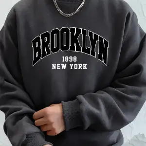 Brooklyn 1898 New York Prints Erkek Kapüşonlu Üst Sonbahar Bisiklet Yaka Tişörtü Temel Polar