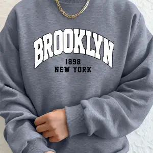 Brooklyn 1898 New York Prints Erkek Kapüşonlu Üst Sonbahar Bisiklet Yaka Tişörtü Temel Polar