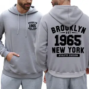Brooklyn 1965 New York Baskılar Erkek Sonbahar Hoody Cep Rahat Kapüşonlular Çok Renkli Polar