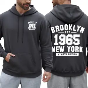Brooklyn 1965 New York Baskılar Erkek Sonbahar Hoody Cep Rahat Kapüşonlular Çok Renkli Polar