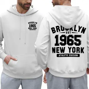 Brooklyn 1965 New York Baskılar Erkek Sonbahar Hoody Cep Rahat Kapüşonlular Çok Renkli Polar