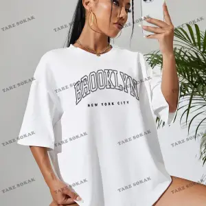 Brooklyn Baskılı Oversize Kalıp Unisex T-shirt