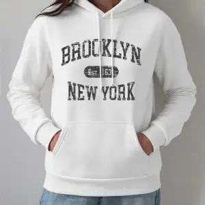 Brooklyn Est 1631 New York Baskı Kapüşonlular Bayan Kış Polar Kazak Moda Cep Kazak Rahat Raha