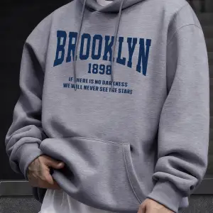 Brooklyn New York 1898 Baskı Erkek Kazakları Vintage Sıcak Moda Kapüşonlular Günlük Yumuşak G