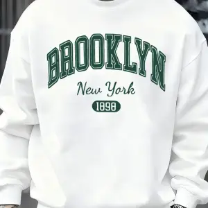 Brooklyn New York 1898 Baskılar Kazak Sonbahar Erkek Giysileri Polar Moda Kazak Rahat Bisikle