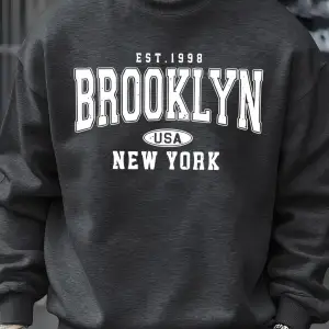 Brooklyn New York ABD Baskı Erkek Kazak Sokak Modası Kazaklar Polar Sonbahar Gevşek Üstler Ra