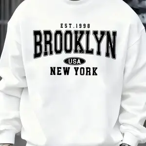 Brooklyn New York ABD Baskı Erkek Kazak Sokak Modası Kazaklar Polar Sonbahar Gevşek Üstler Ra