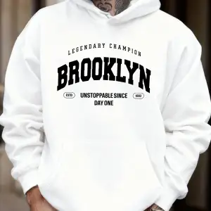 Brooklyn Unstoppable Since Day One Baskılı Sokak Modası Kapüşonlu Üst Erkek Günlük Polar Tişö