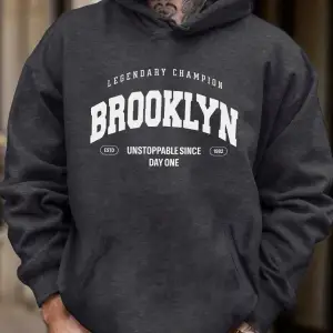 Brooklyn Unstoppable Since Day One Baskılı Sokak Modası Kapüşonlu Üst Erkek Günlük Polar Tişö