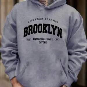 Brooklyn Unstoppable Since Day One Baskılı Sokak Modası Kapüşonlu Üst Erkek Günlük Polar Tişö