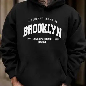 Brooklyn Unstoppable Since Day One Baskılı Sokak Modası Kapüşonlu Üst Erkek Günlük Polar Tişö