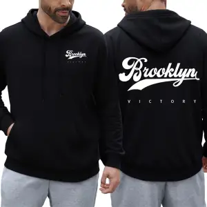 Brooklyn Victory Logo baskılı kapüşonlu svetşört erkekler için sonbahar tüm maç kapüşonlular