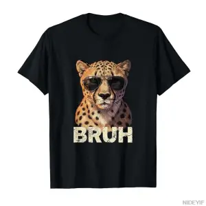Bruh Cheetah Meme Grafik Tişört Erkekler Kadınlar Için % 100% Pamuklu Tişörtler Kısa Kollu Üs