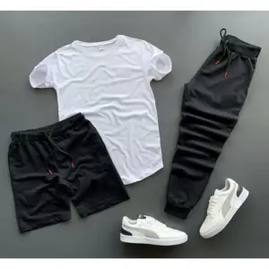 BSJEANS Unisex Eşofman Şort Tshirt Set 3lü BS3LÜ