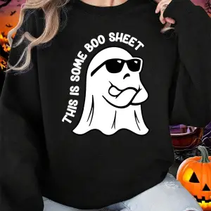 Bu Bazı Boo Sayfalık Baskılar Cadılar Bayramı Kazak Kadın Crewneck Temelleri Hoodie Gevşek Po