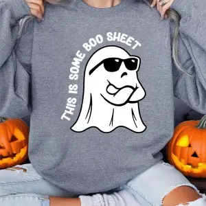 Bu Bazı Boo Sayfalık Baskılar Cadılar Bayramı Kazak Kadın Crewneck Temelleri Hoodie Gevşek Po