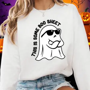 Bu Bazı Boo Sayfalık Baskılar Cadılar Bayramı Kazak Kadın Crewneck Temelleri Hoodie Gevşek Po