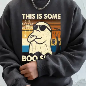 Bu Biraz Şaka Yapılı Baskılı Erkek Sweatshirt Kışlık Yuvarlak Yaka Kapüşonlu Sweatshirt Sokak