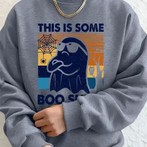 Bu Biraz Şaka Yapılı Baskılı Erkek Sweatshirt Kışlık Yuvarlak Yaka Kapüşonlu Sweatshirt Sokak