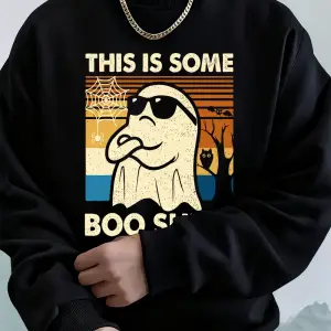 Bu Biraz Şaka Yapılı Baskılı Erkek Sweatshirt Kışlık Yuvarlak Yaka Kapüşonlu Sweatshirt Sokak