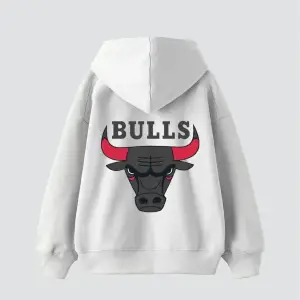 Bulls Baskılı Oversize Unisex Beyaz