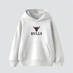 Bulls Baskılı Oversize Unisex Beyaz
