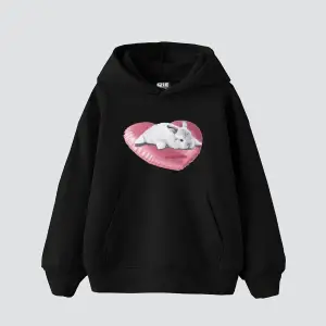 Bunny Baskılı Oversize Unisex Beyaz