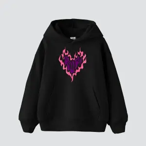 Burn Heart Baskılı Oversize Unisex Premium Siyah