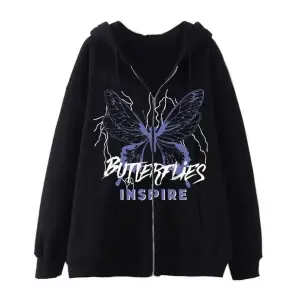 Butterflies Kelebek Desenli Fermuarlı Hoodie 14534